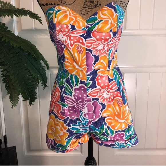 Liz Claiborne Pants - Liz Sport vintage 80’s tropical print romper🌺
